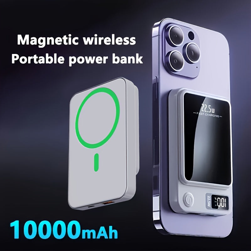 Magnetic Portable Wireless Charger, 10000mAh 22.5W USB-C Fast Charging Mobile Power for iPhone 16/15/14/13/12 Full Series And Android Phone Charging LED Display