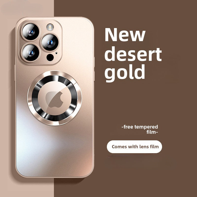 Mobile Phone Case, Skin-Sensitive Frosted Glass, Built-In Lens Film Anti-Drop Protective Case Ultra-Thin Magnetic, Suitable for Apple 17Promax Iphone15Promax 14Pro 16Pro 16Plus