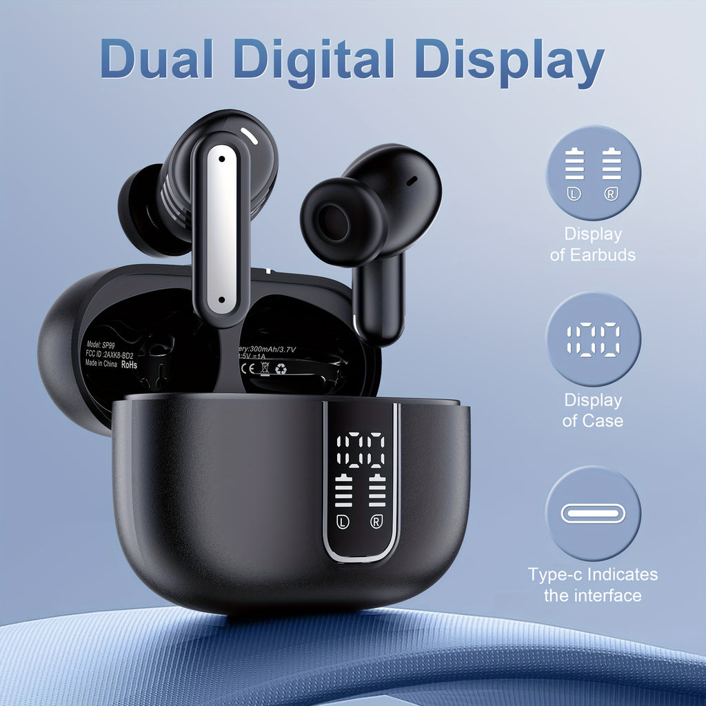 ANKRIYUL Wireless Stereo Earbuds, Sports Headphones Featuring ENC Noise Cancellation, Designed for Smartphones, Laptops, Tvs, Music, And Calls, Complete with a Charging Case.