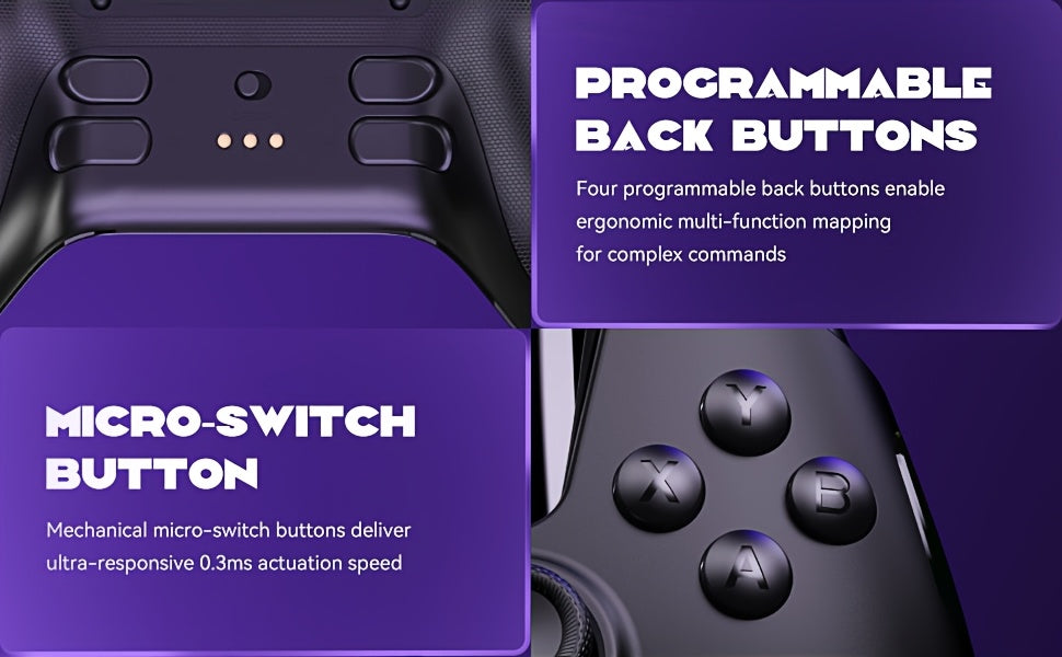[Wireless Gaming Controller] Interactive Screen Wireless Gaming Controller for Pc/Switch/Ios/Android/Steam Deck, Hall Effect Stick And Trigger, RGB Lighting, Remappable Buttons, 1800Mah with Charging Dock -V2/Black (No Drift). [Notice] Not Compatible with