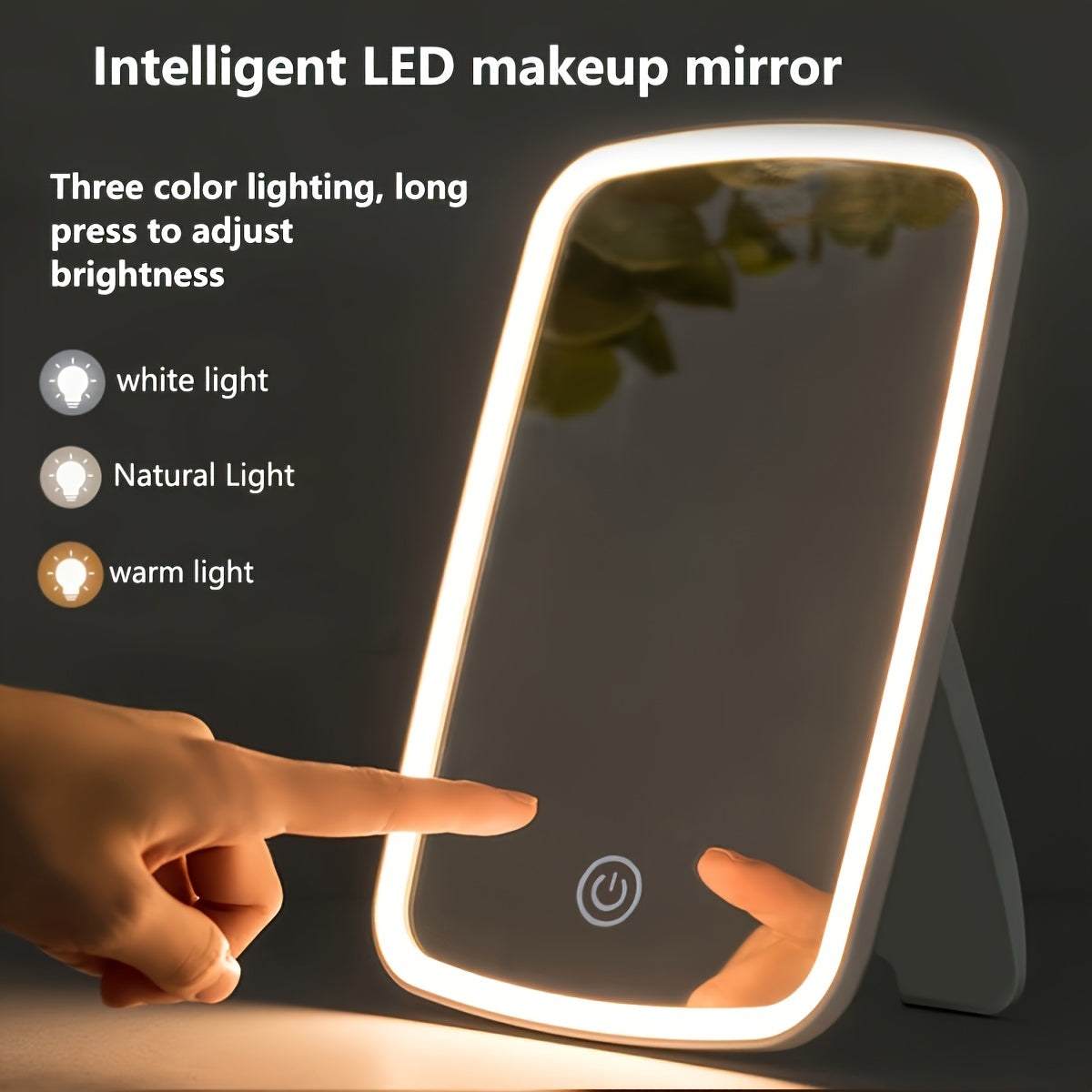 LED Makeup Mirror with Touch Sensor, Pocket Mirror, Travel Vanity Mirror in 3 Lighting Modes - White, Daylight and Warm Light, Adjustable Brightness, Portable Folding Desktop Cosmetic Mirror with USB Charging, Compact for Travel, Beauty Companion, Gift fo