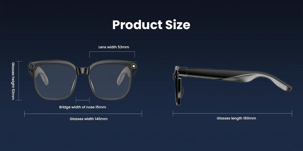 Smart Camera Glasses, 8MP HD Video Recording Glasses (with Audio Function), Wireless Camera With Photochromic Lenses, Real-time Translation, Voice Assistant, Object Recognition, Hands-free Music And Calls.