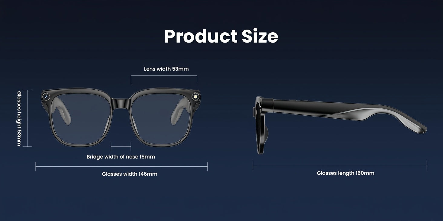 Smart Camera Glasses, 8MP HD Video Recording Glasses (with Audio Function), Wireless Camera With Photochromic Lenses, Real-time Translation, Voice Assistant, Object Recognition, Hands-free Music And Calls.