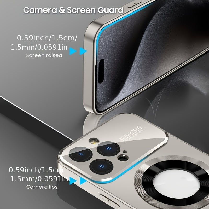 New Luxury Matte Titanium Phone Case, Compatible with Iphone 17 Pro, Iphone 17 Pro Max, Iphone 17 Air, And Iphone 17. Features Magnetic Wireless Charging, Shockproof Glass for Camera Lenses, And a Built-In Lens Protector. A Perfect Christmas Gift.