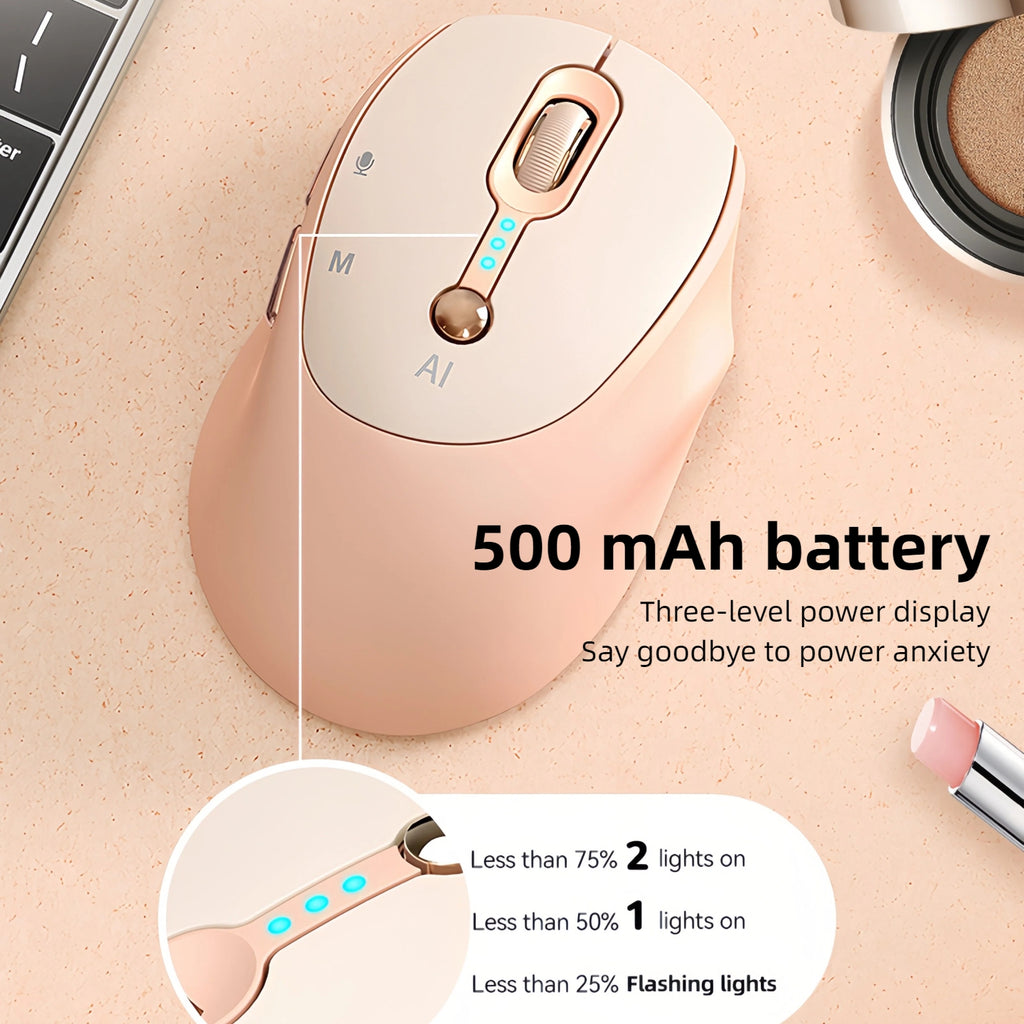 Next-Gen AI Voice Wireless Mouse, Includes Smart AI Office Assistant, One-Click Voice-to-Text Input, Multi-Language Real-Time Translation, AI Writing & PPT Creation, T-WOLF Silent Wireless + 2.4G Dual Mode, Rechargeable With Battery Display