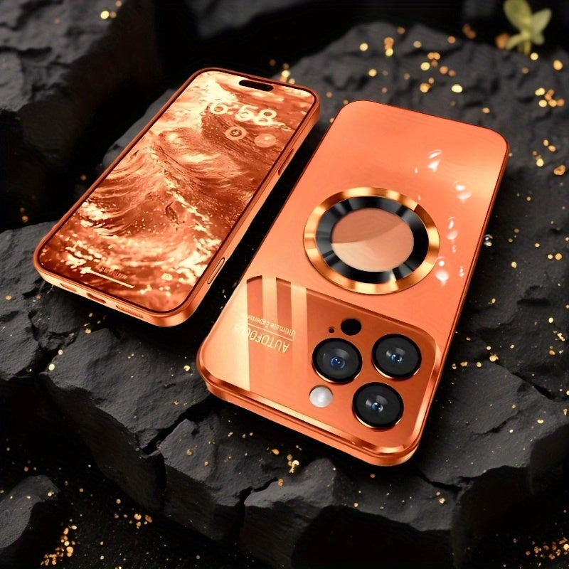 Phone Case: Luxury Matte Titanium Magnetic Wireless Charging Phone Case for iPhone 17 Air 16 15 14 13 12 11 Pro Max Plus Anti-Fingerprint Shockproof Armor Glass Lens Case, Phone Accessories, Fashion Cover, Streamlined Design, High Quality Case