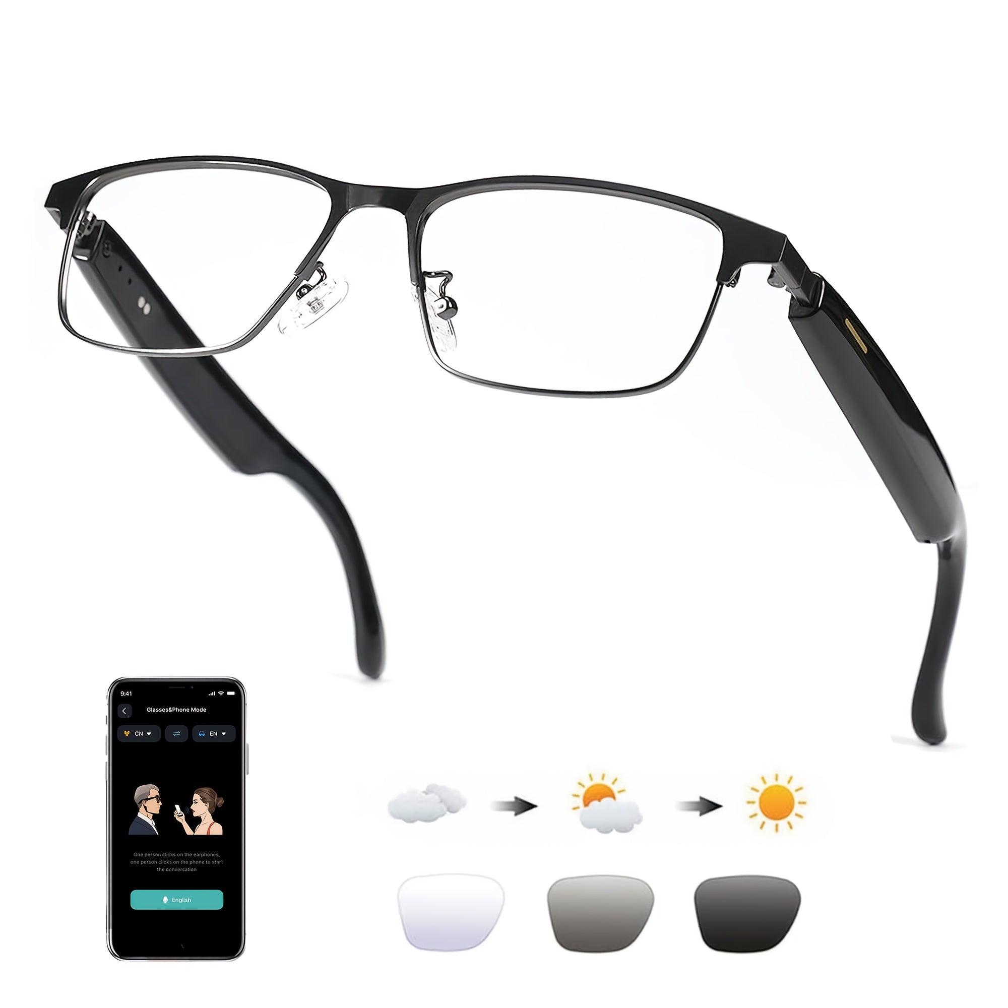 OICIIDO New AI Smart Glasses Support Real-time Translation for 160+ Languages And Video Translation. Equipped with Chat GPT System. Multifunctional Audio Glasses for Men And Women. Built-in Microphone And Speaker. HD Voice Calls And Hi-Fi Music