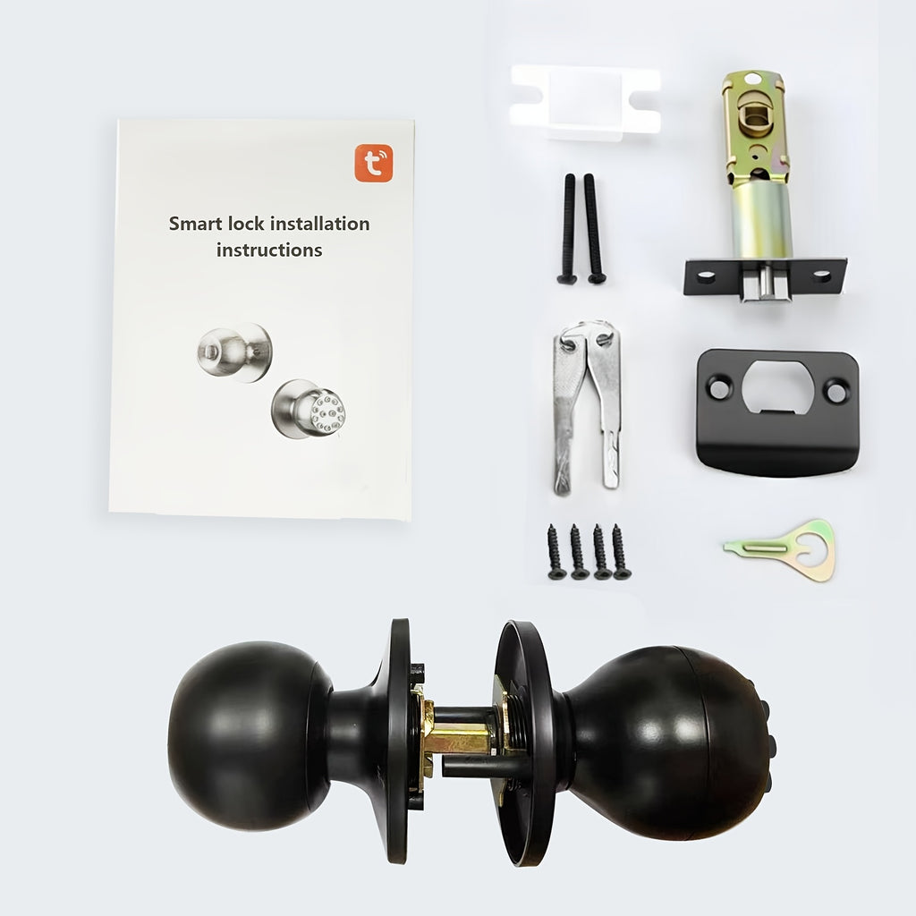 Smart Door Knob With Keyless Entry & Keypad, APP Remote Control, Mechanical Key Backup, Auo-lock, Anti-peeping Passcode, Passage Mode, Electronic Door Knob With Wireless Bedroom Home Hotel Office