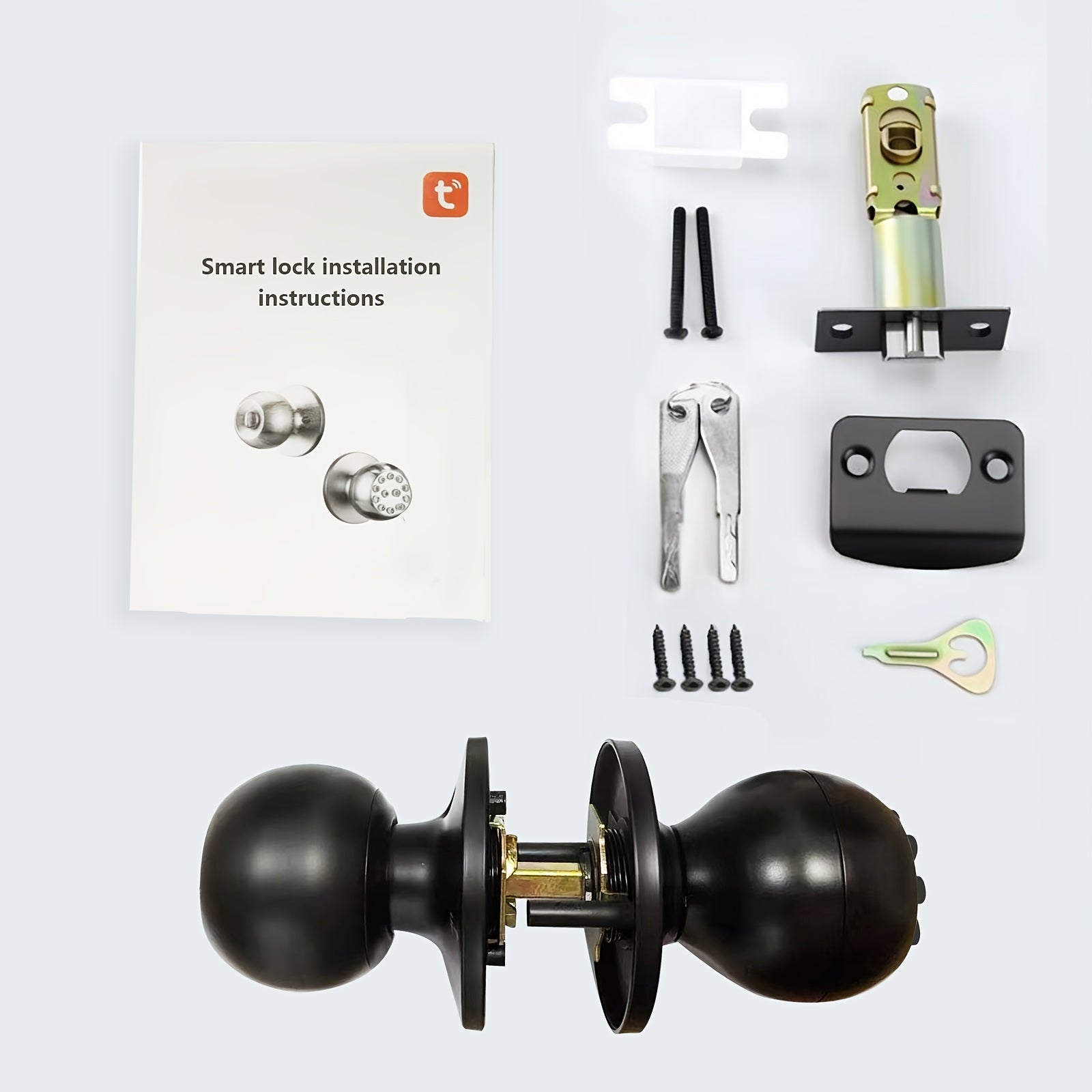Smart Door Knob With Keyless Entry & Keypad, APP Remote Control, Mechanical Key Backup, Auo-lock, Anti-peeping Passcode, Passage Mode, Electronic Door Knob With Wireless Bedroom Home Hotel Office