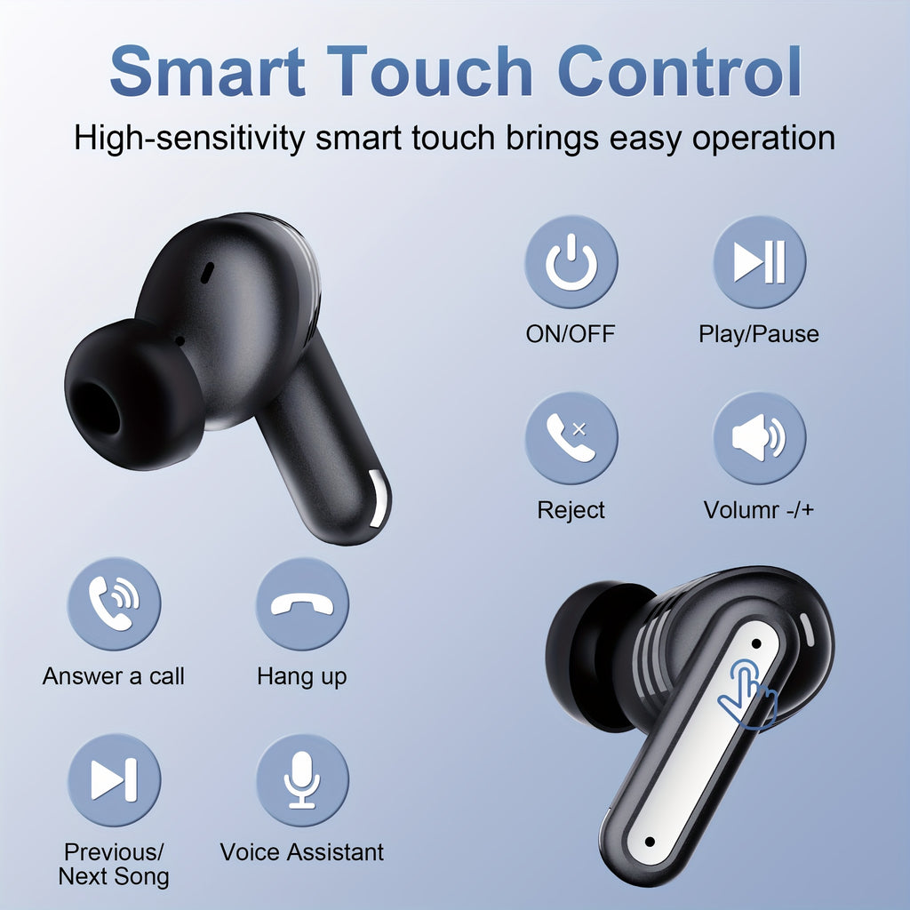 ANKRIYUL Wireless Stereo Earbuds, Sports Headphones Featuring ENC Noise Cancellation, Designed for Smartphones, Laptops, Tvs, Music, And Calls, Complete with a Charging Case.