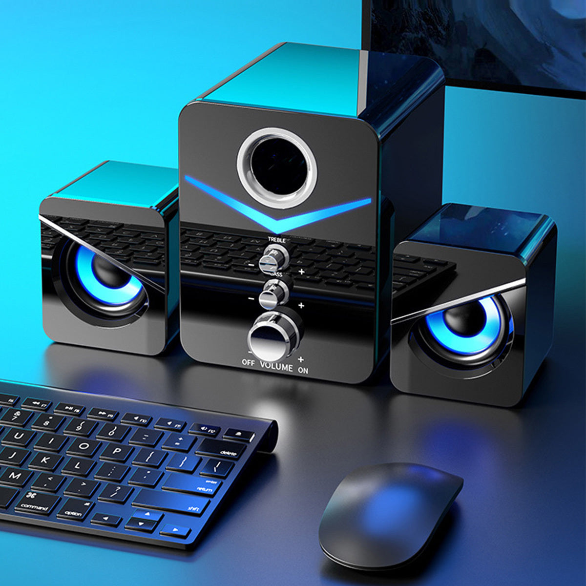 Computer Speakers, USB Powered Wired Desktop Laptop Desktop Audio System with 3" Subwoofer and Dual 2" Tweeter, 3.5mm Aux Audio Input Game Speaker