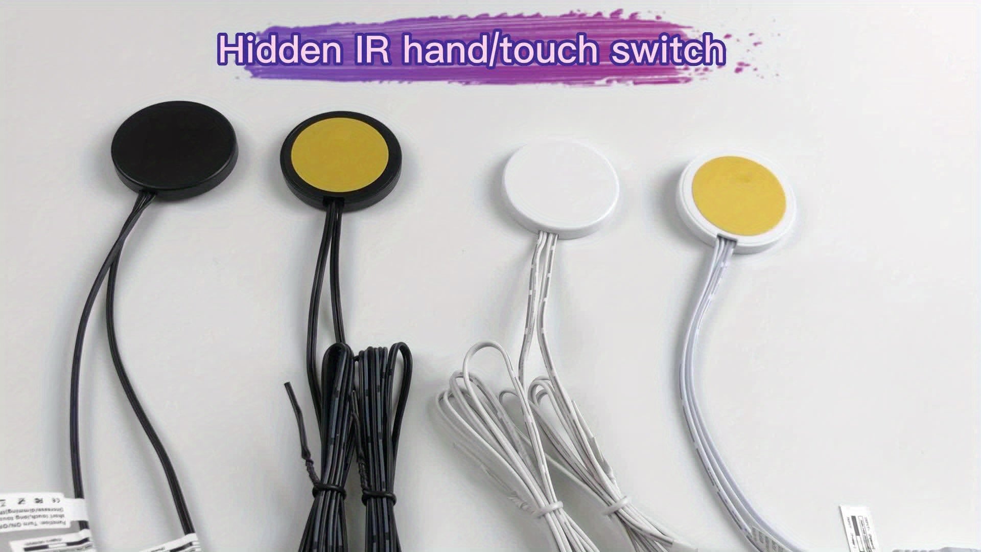 DC5-24V 25mm Wooden Furniture Touch Sensor LED Dimming Switch | 5A Hidden Surface Switch for LED Light Strip Decoration, Suitable for Halloween, Christmas Party, Black, White
