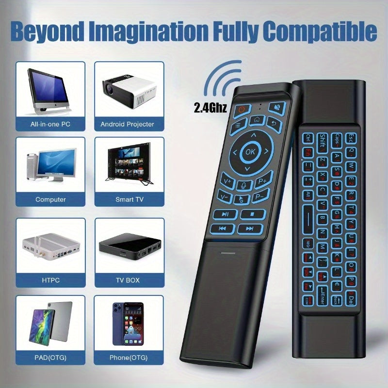 2025 Enhanced Mini M3 Tri-Mode Wireless Keyboard Remote Control Kit Featuring Wireless + 2.4G Dual Channel | Seamless Cross-Screen Multi-Device Instant Switching | Voice Command & Intelligent Learning Capability | Compatible with PC/ Android TV/ Ras