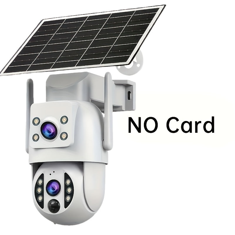 JOOAN Solar-Powered Outdoor Surveillance Camera Featuring 360° PTZ View, Dual Lenses & Display, 1296P HD Quality, Two-Way Communication, Motion Detection Alert, Color Night Vision, Rechargeable Battery, Wall Mounting, Wifi/Sd Storage