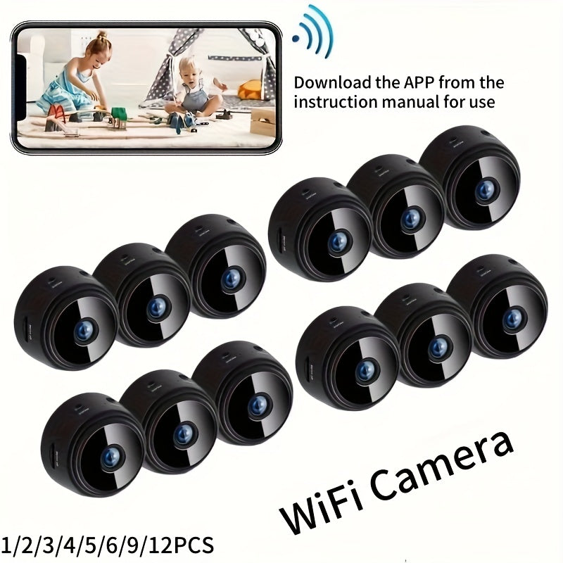 [1080P WiFi] 1/ 2/ 3/ 4/ 5/ 6/ 9/ 12pcs Wireless Remote Control Monitoring Camera, 1080P High-Definition, 2.4G/5G WiFi, Wide-Angle Monitoring, Remote Observation, With Battery (180MA), Used For Home Security WiFi Monitoring Camera