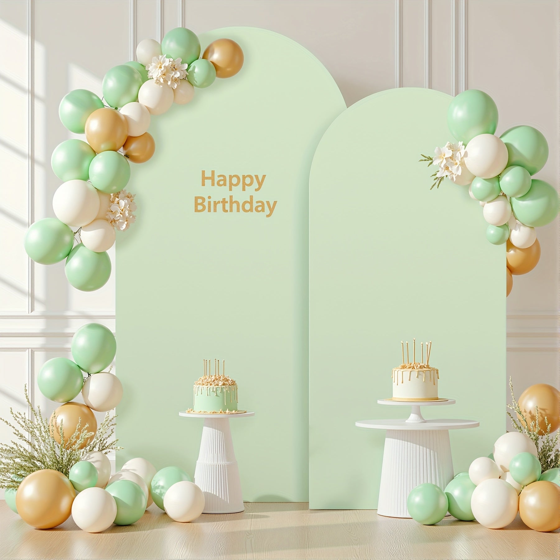 2D Flat, Two Different-sized And Styled Wedding Arch Banner Covers with Stretchable, Wear-resistant And Wrinkle-free Fabric, Tight-fitting Arch Covers Suitable for Wedding Ceremonies, Gender Reveals And Birthday Parties.