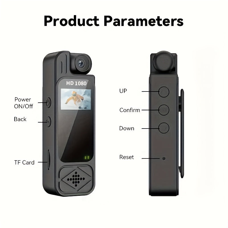 Intelligent Recording Device - 1080P High Definition Body Camera, Lens That Rotates 180 Degrees, Portable Handheld Camcorder, USB Rechargeable, Ideal Present for Celebrations And Anniversaries