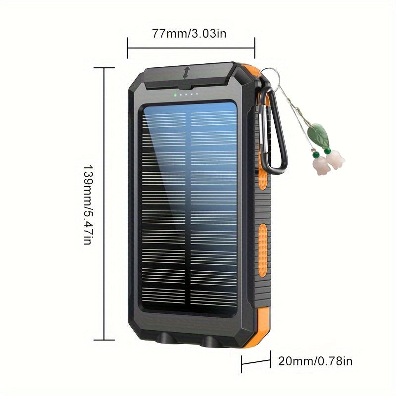 [Travel Camping] Solar Charger-50000mAh Solar Charger Power Bank+1pc Small Pendant, Dual USB Port-Portable Solar Phone Battery Panel Charger, for All Cell Phones & Electronic Devices- Long Lasting, Travel Camping, LED Flashlight