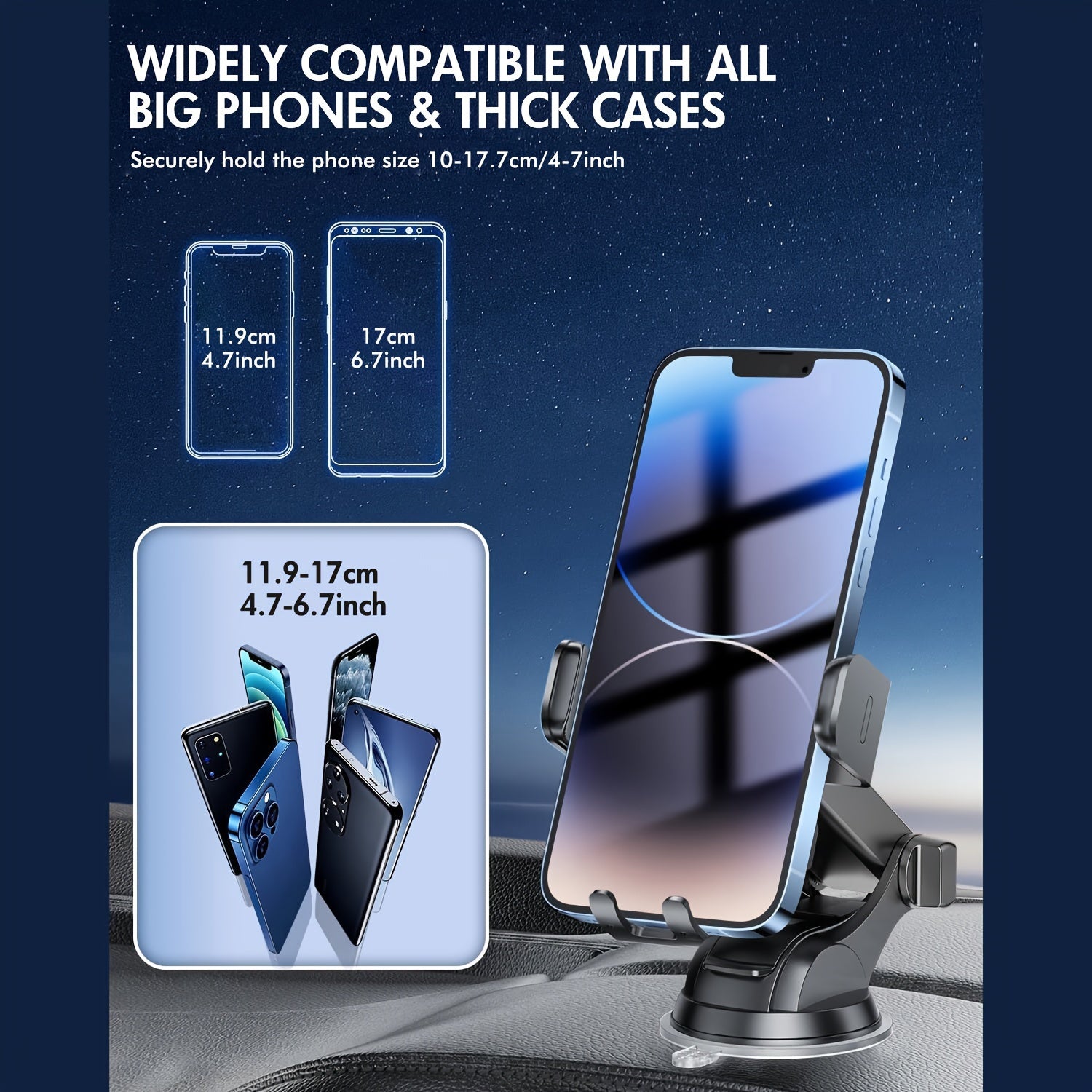 [Wireless Fast Charging] 15W Rapid Wireless Car Charger, Auto-Clamping Car Mount, Wireless Fast Charging, Car Phone Mount Holder, For Iphone 17 16 15, 14, 13, 12, 11 Pro Max, Xs, For Samsung,,,, S10+, School Season