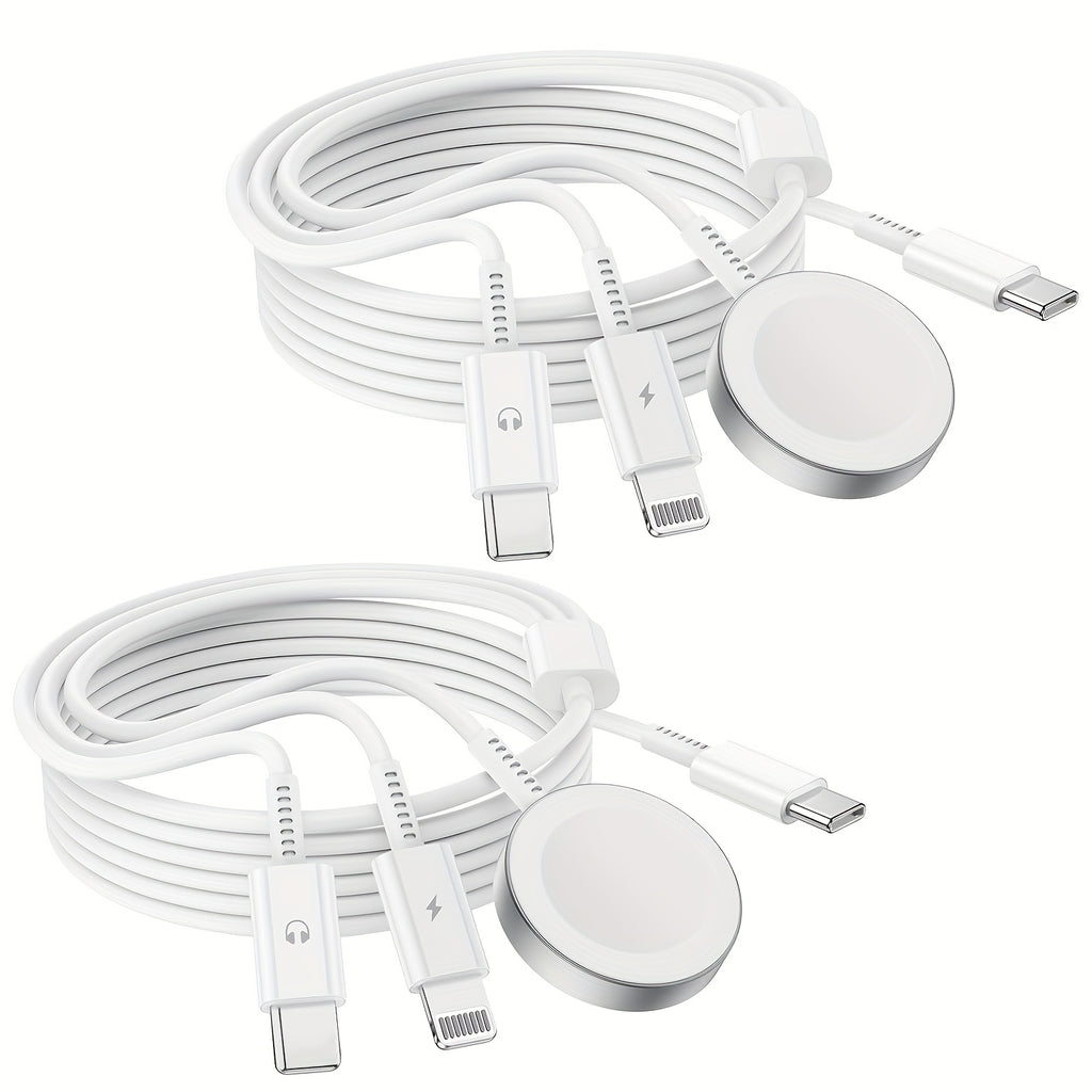 3-In-1 (White/6Ft/1.8M) Charger for Apple Watch, for Iphone Watch Charger, USB C Multi Charging Cable for Various Devices, Travel Charger for Iwatch 9/8/7/6/5/4/3/2/1/Ultra2/Se, Compatible with for Iphone 15/14/13