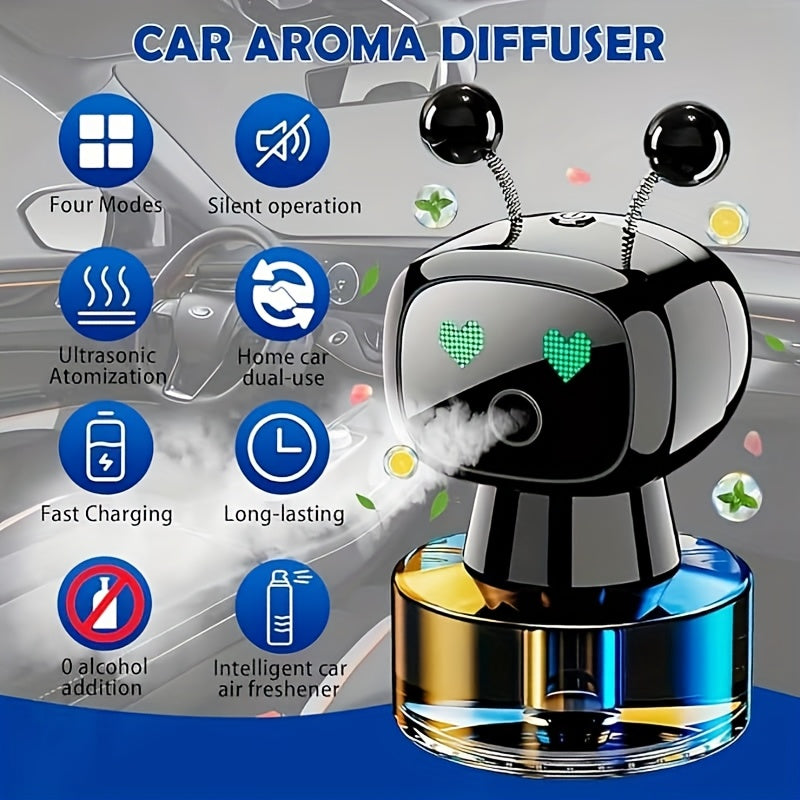 Smart Robot Car Air Freshener, AI Dynamic Expression, Automatic Spray with Car Start And Stop, 4 Adjustable Fragrance Gears, Cool Car Decoration, Essential Car Accessory, Perfect Gift for Festivals