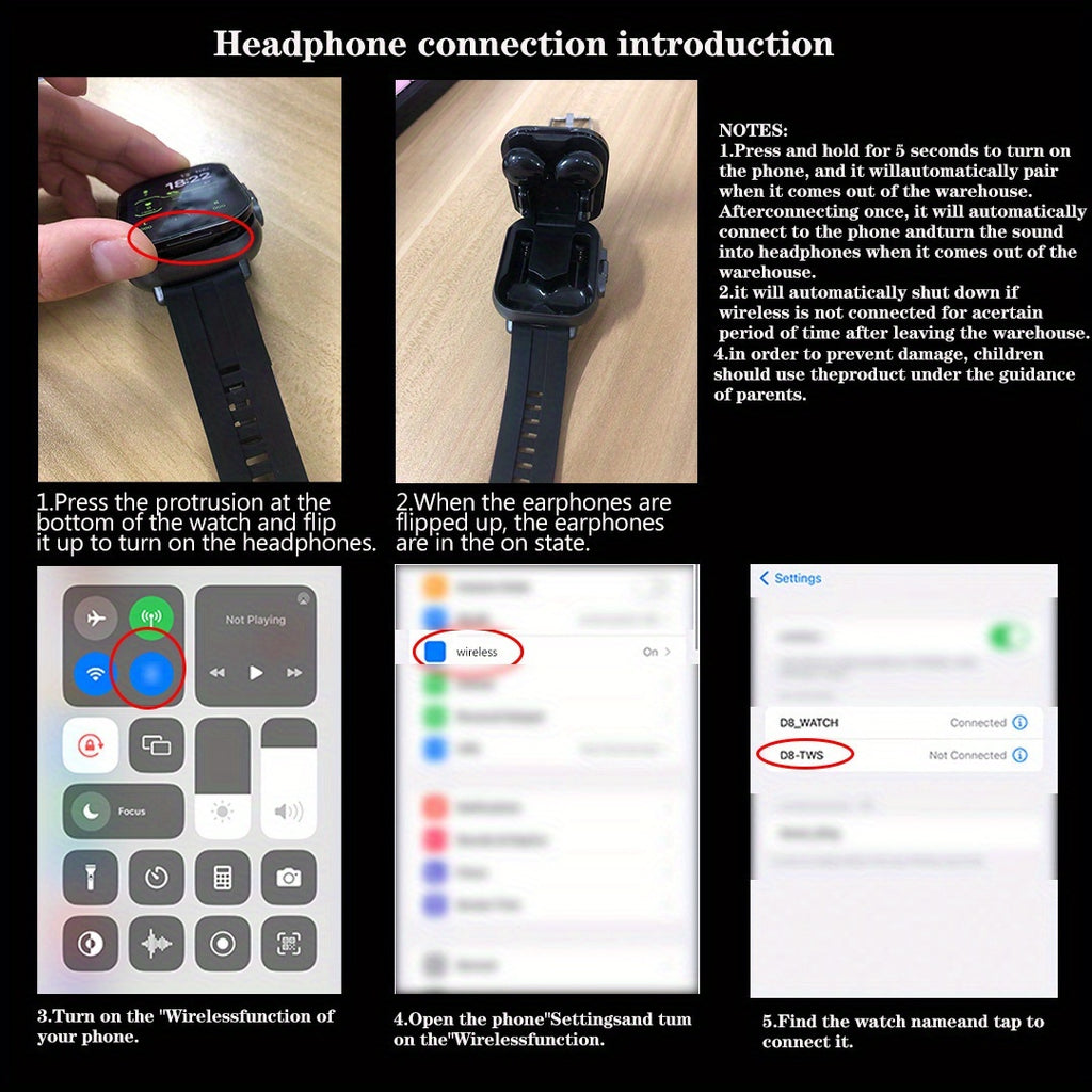 2-In-1 Smartwatch And Wireless Earbuds for Men, Featuring Music Control And Various Sports Modes with Activity Data Insights