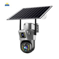 Solar Camera Wireless WiFi Surveillance Camera Security Camera V380 Outdoor 4G Surveillance Dual Lens Dual Picture HD Full Color 360 Degrees No Dead Angle Outdoor Camera Mobile Phone Remote Traffic Free Solar Panel Cloud Storage +TF Card, Property
