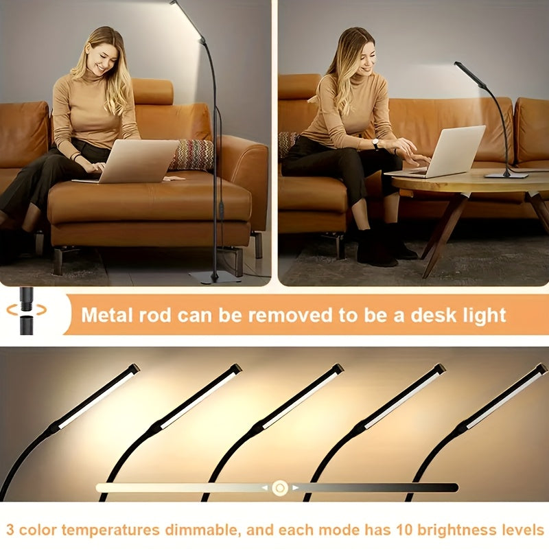 [Smart LED Floor Lamp] Smart LED Floor Lamp, Gooseneck Reading Desk Lamp, 3-Color Temperatures, With Stepless Dimming Floor Lamp, Suitable For Living Room, Bedroom