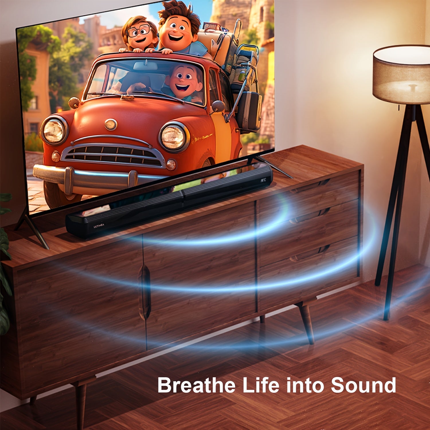 ULTIMEA 2.2ch Sound Bar for Smart TV, Peak Power 100W, 2-in-1 Detachable Soundbar for TV, Bass Adjustable, Bluetooth 5.3, 3 EQ Modes, Optical/Aux/Wall Mount