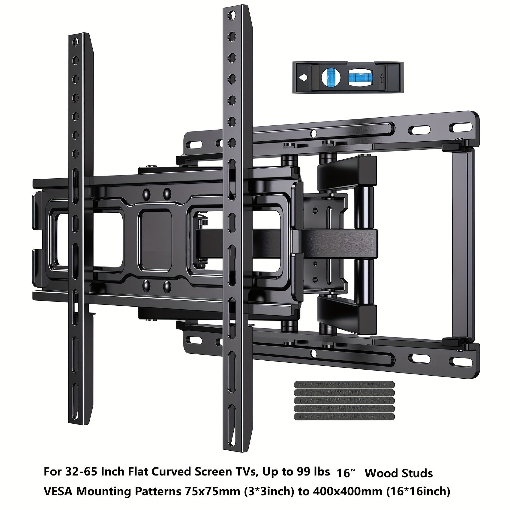 Full Motion Tv Wall Mount | Articulating Arms, Swivel, Tilt, And Rotation For Most 37-75 Inch Oled, Lcd, Led Flat And Curved Tvs, Max Vesa 600X400Mm, Extends To 24-Inch Wood Studs, Supports Up To 132 Lbs