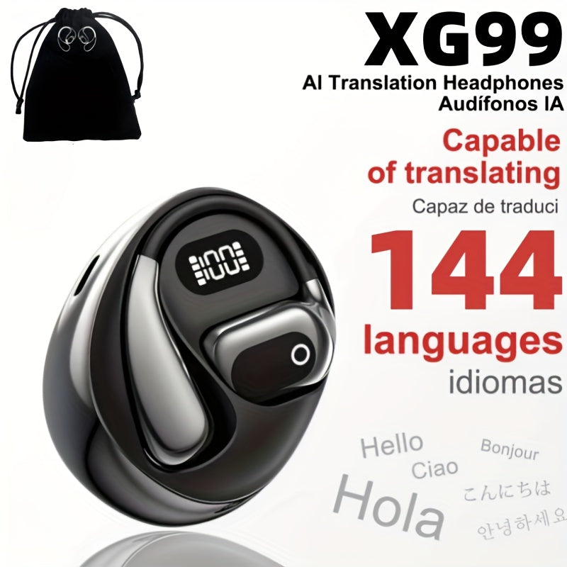 144-Language AI Translator Earbuds - 0.3s Real-Time Voice Translation, Noise Cancelling Mic & 40H Battery for Travel/Business, No Delay!Includes Headphone Storage Pouch