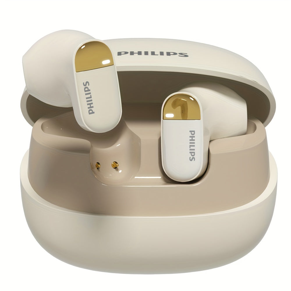 Philips True Wireless Earbuds with LED Power Display - Stereo In-Ear Headphones, Microphone for Calls, Large Capacity Charging Case, Extended Design for All Smartphones, TAT2169