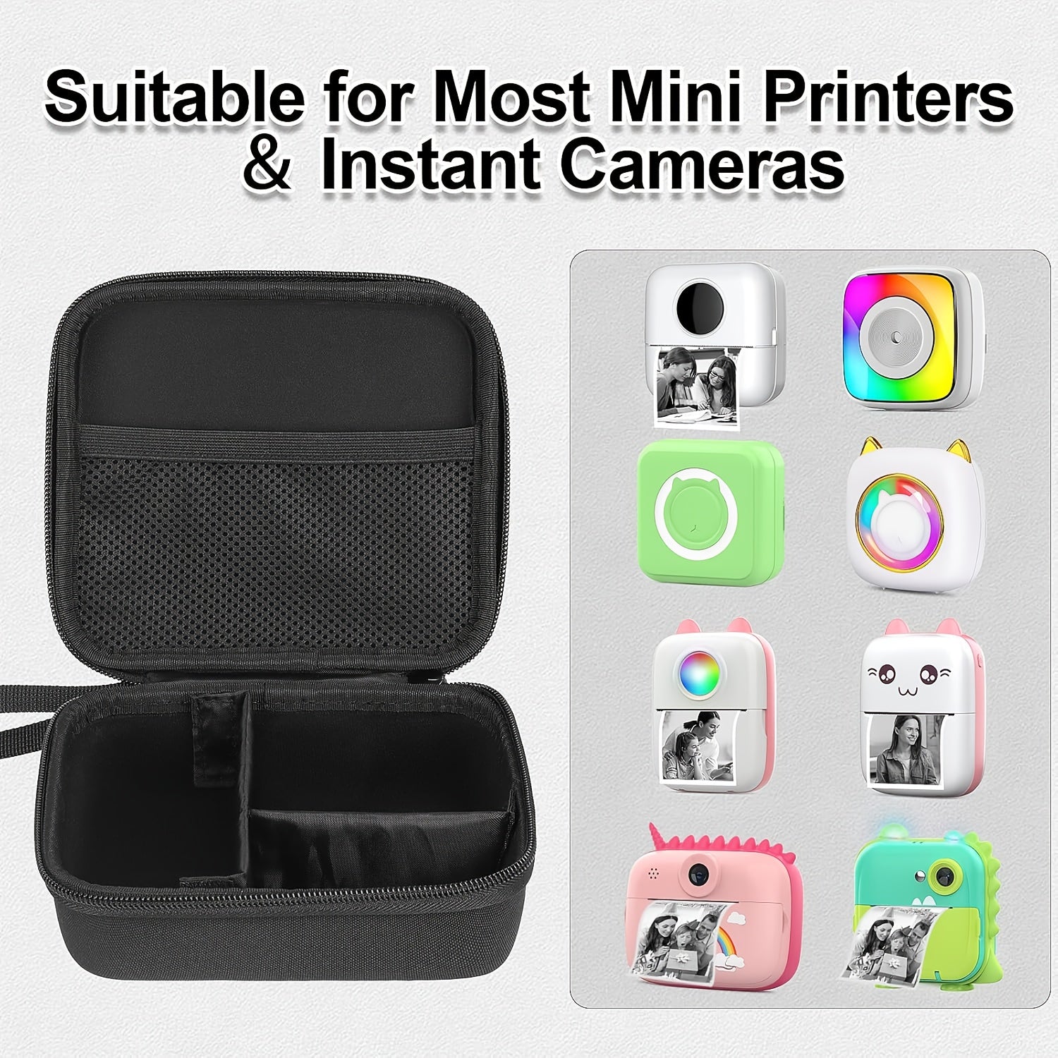 HuiJuKeJi Mini Sticker Printer Case, High-Capacity Hard Protective Box for X5 Printer, Portable Carrying Case Suitable for Thermal Inkless Photo Printer, Instant Camera, Label Marker