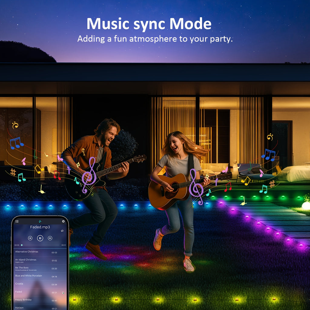 [RGB Pathway Lights] 200ft/150ft/100ft/50ft Outdoor Ground Lights, RGB Pathway Lights With Waterproof, Color Changing, Remote & App Control, Timer Function, Patio Deco For Lawn Yard Garden