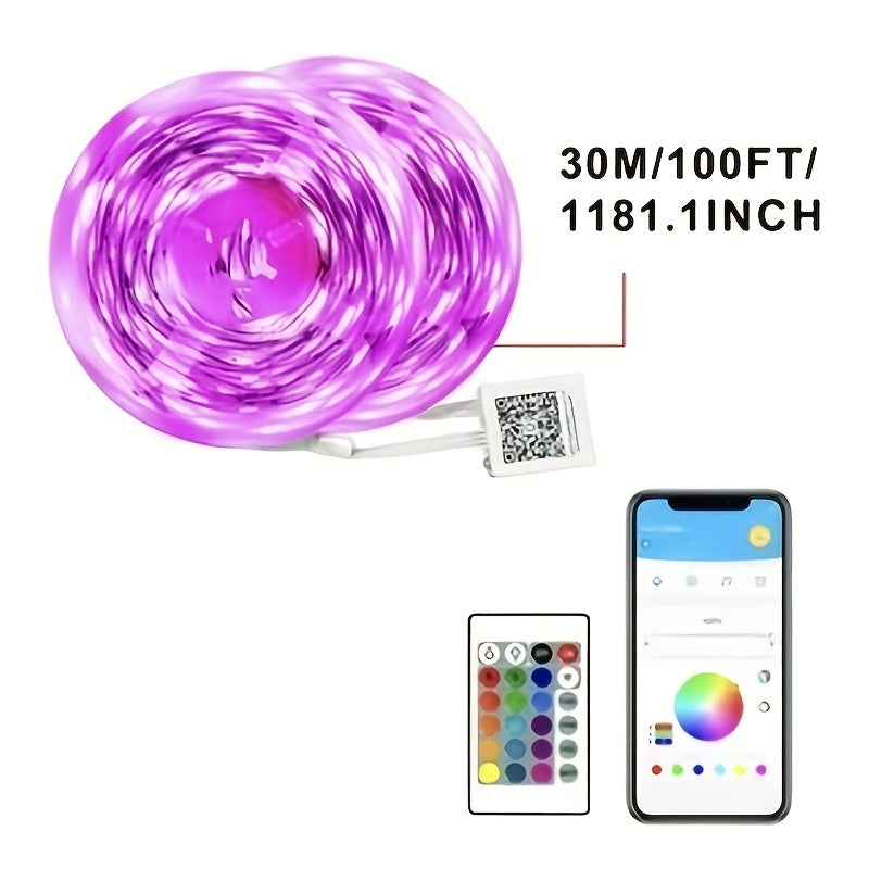 6.56FT 25FT 50FT 52FT 102FT 100FT 130FT 200FT 260FT Led Strip Lights, Led Strip Lights Music Sync Corlor Changing, Led Light Strip With Remote & App Control Rgb Strip, Led Lights For Room Dorm Home Classroom Ceiling Decor, Home Decor, Halloween