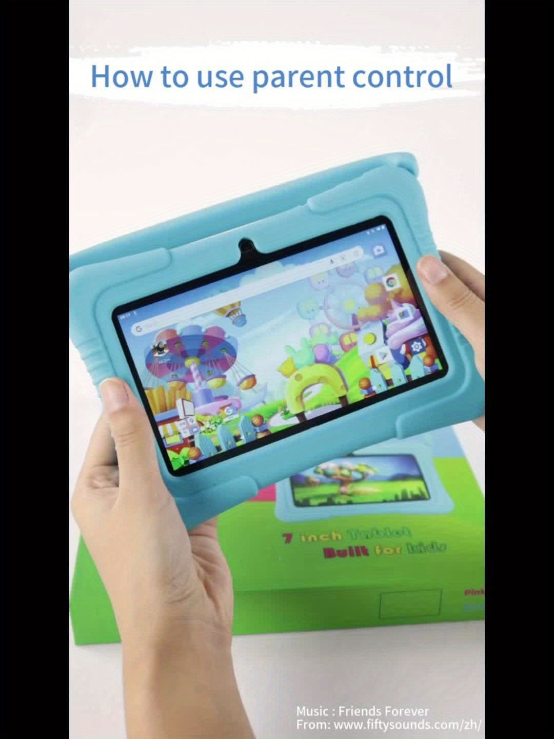 Veidoo, 7 Inch Kids Tablet, 2GB RAM 16GB ROM/2GB RAM+32GB ROM, Support 1TB ROM EXPAND, Security Eye Screen, Wifi, Dual Camera, Educational Games, Parental Control APP, Android Tablet, Tablet with Drop Proof Silicone Cover (Dark Blue), Tablet, Pad