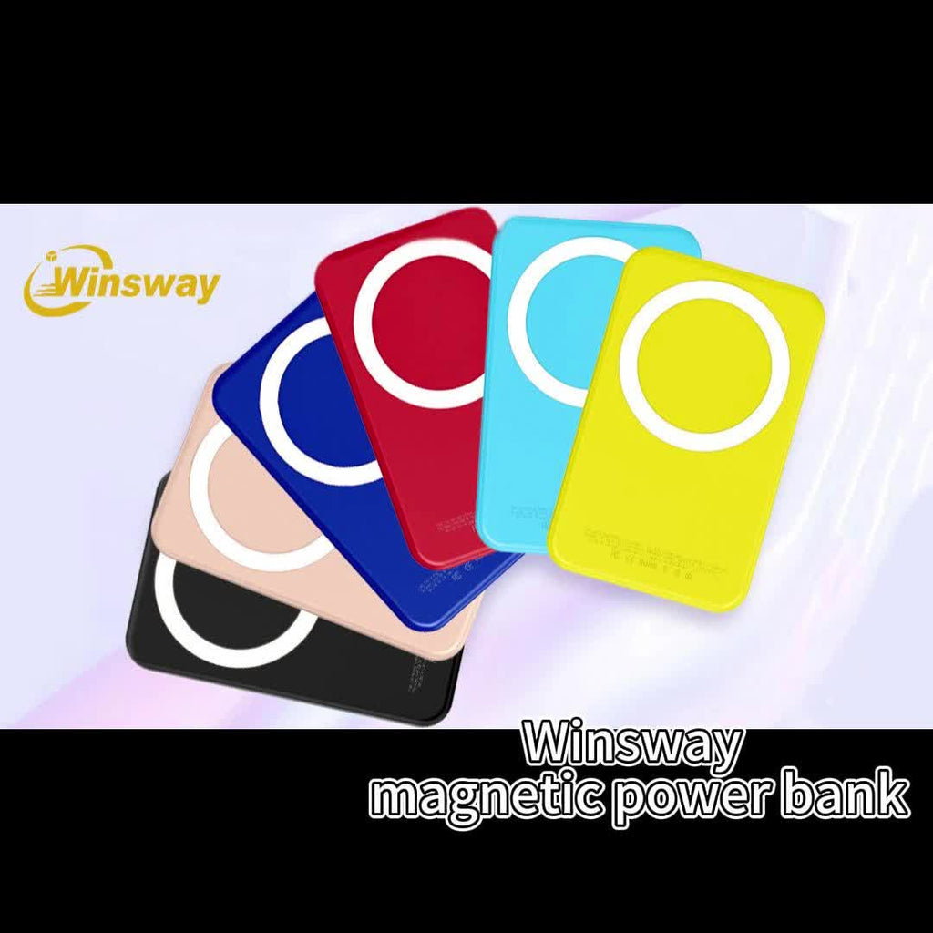 Winsway 5000mAh magnetic mini mobile power bank, supports PD and QC 3.0 fast charging, colorful and versatile, suitable for iPhone 17/16/15/14/13 series