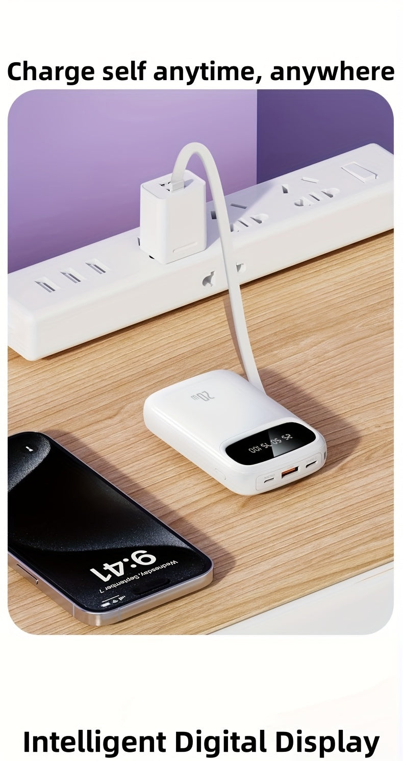 10000mAh Pocket Size Mini Cute 5W Slow Charging/15W Fast Charging/22.5W Super Fast Charging Portable Cartoon Power Bank, Small Size Large Capacity High Appearance, Built-with 3 Cables, High-Speed Rechargeable Battery, Travel Must Have, for iPhone