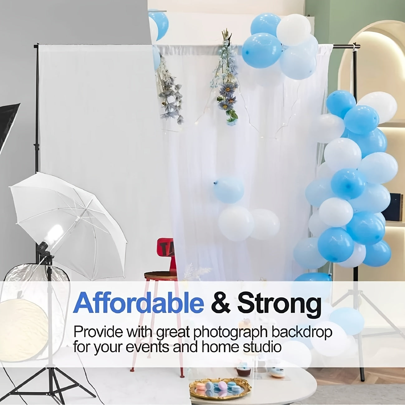 Adjustable 10X7 Ft Backdrop Stand for Photography, Complete with a Carrying Bag, Suitable for Events, Photo Sessions, Projector Displays, Weddings, Decorations, And Balloons