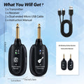 UHF Wireless Audio, 100ft Long Range, Plug & Play, with Noise-Free Transmission for Live Performances, Compatible with Guitar, Bass, Violin, Keyboard - 2 Transmitters + Receiver, Guitar Wireless System, Musical Performance Gear, Durable