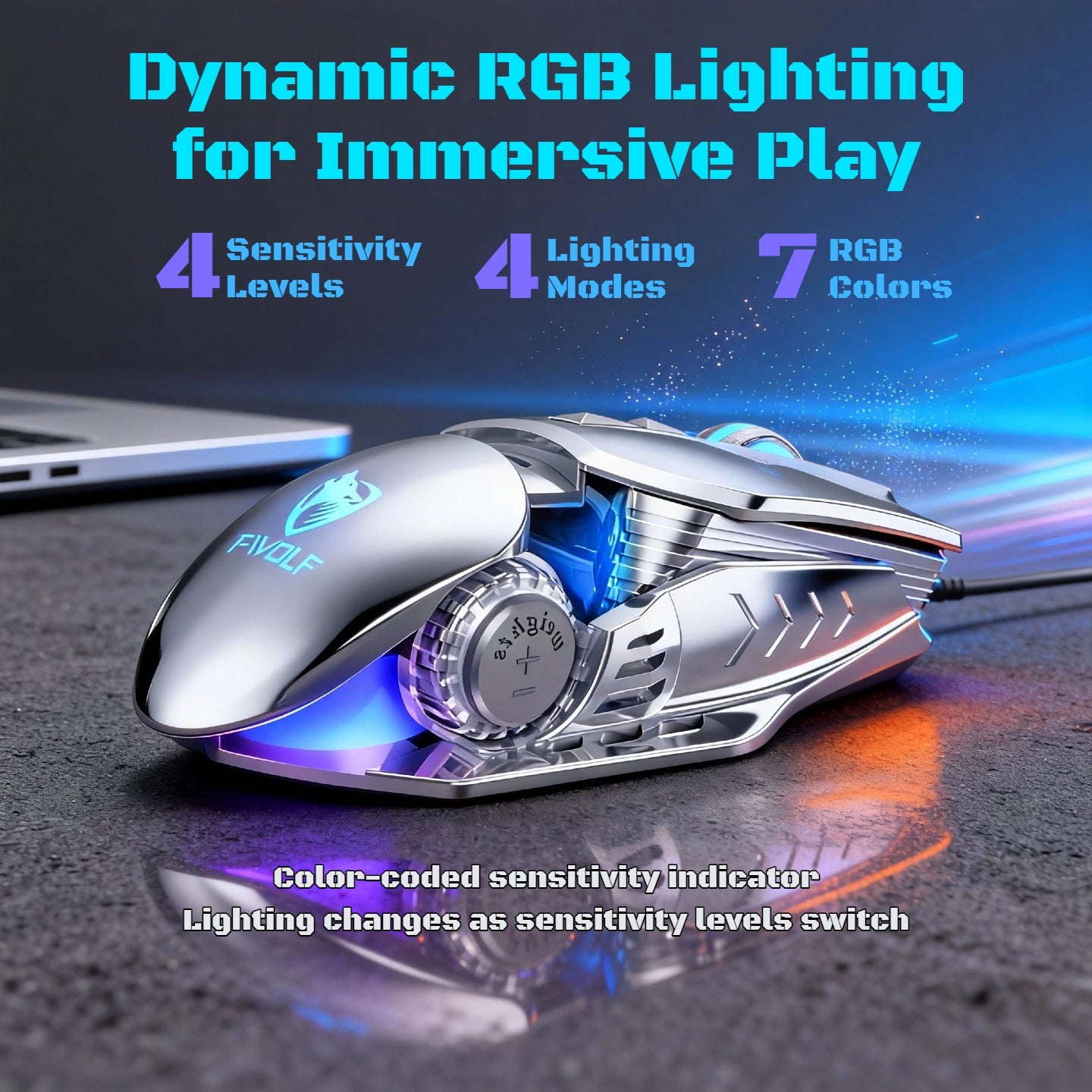RGB Gaming Wired Mouse Pro-Grade- Ergonomic Design For Casual & Competitive Gamers, Turbo Click & Programmable Buttons, Multi-Mode Sensitivity Control, Dynamic RGB Lighting | Lightweight With Forward/Back Shortcuts - USB Plug & Play | Multiple Model