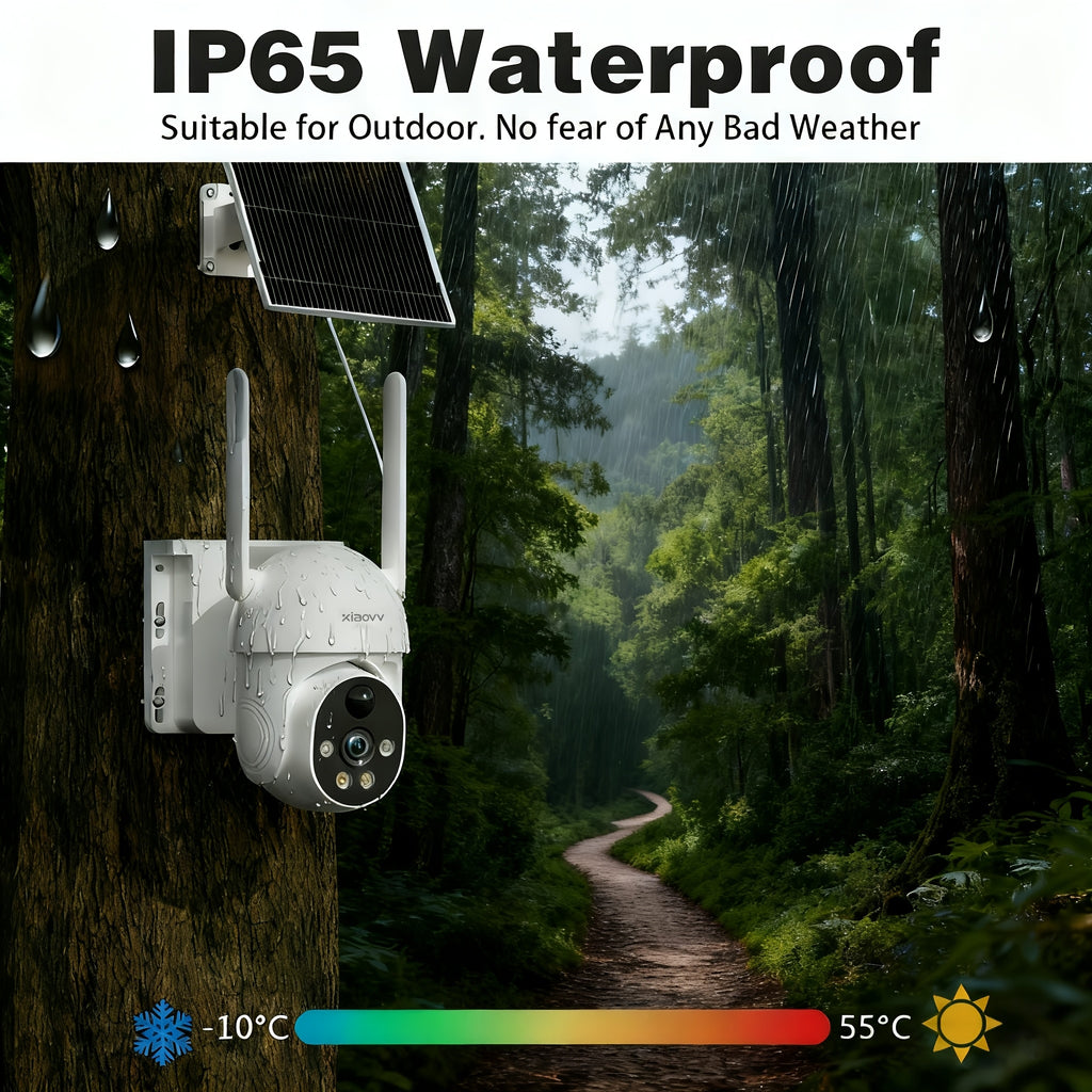 XIAOVV P6 1080P WiFi Wireless Solar Security Camera 360 Degree PTZ Battery Powered Home Surveillance Camera with Motion Detection, Color Night Vision, Two-way Audio