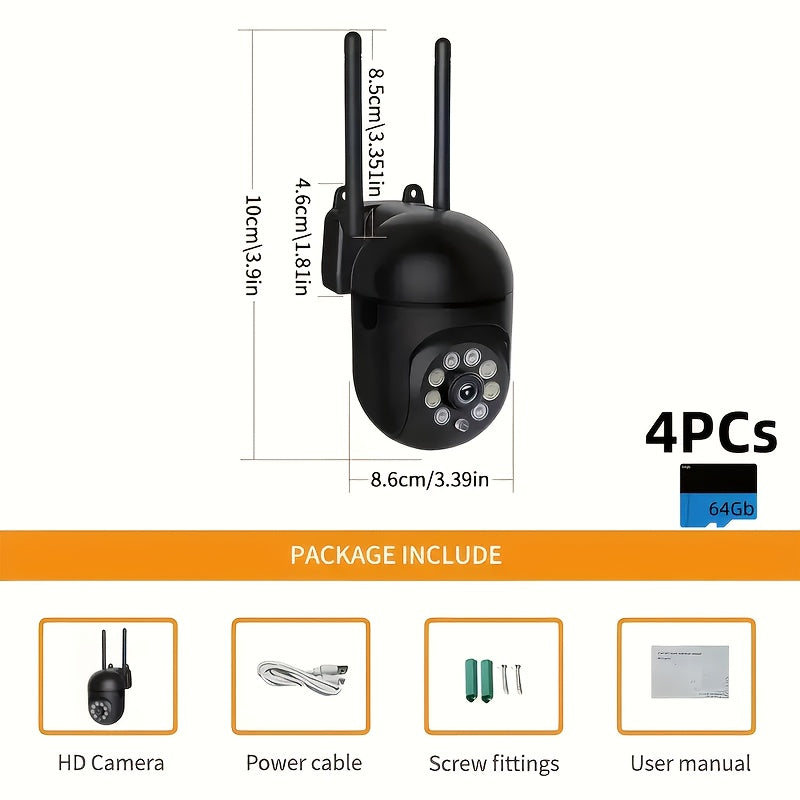 [AI Wireless Camera] 4pcs Wireless Camera Indoor | 3MP, CLOUD Storage, 2.4/5G WiFi, AI Motion Detection, Two-Way Audio, Color Night Vision, Home Surveillance Security System