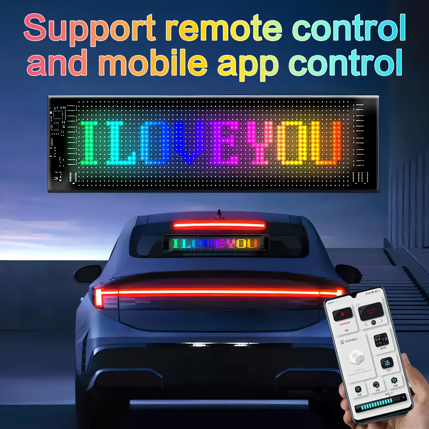 Programmable LED Display Screen & Smart RGB Color Pixel Wall Art Panel - USB- App-Controlled Suitable for Home Theater, Car Dashboard, Game Room, DIY Text/Animations, /Infrared Remote Control for Modern Decoration
