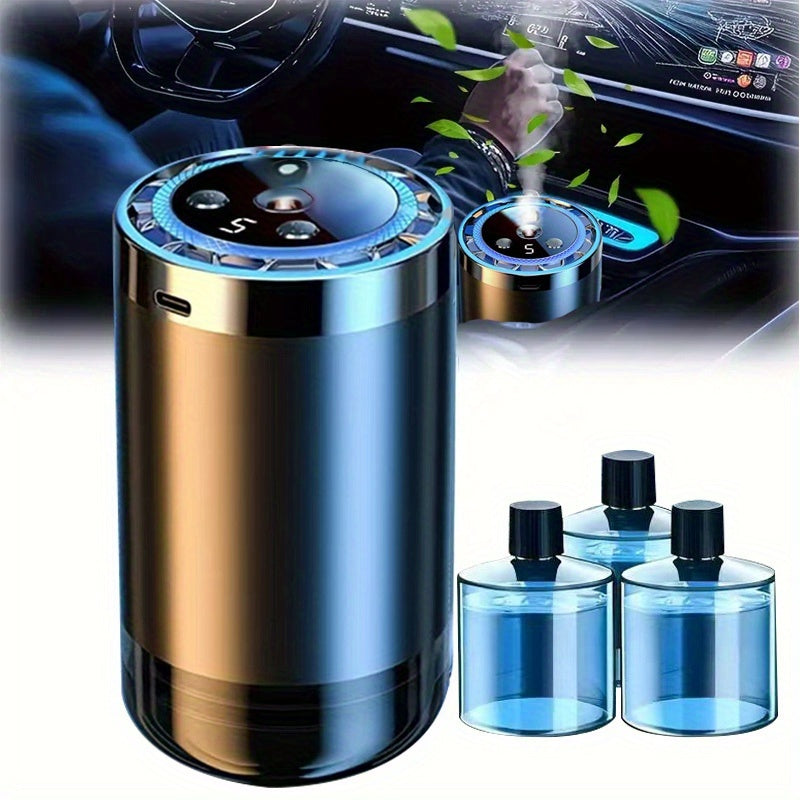 Smart Car Aromatherapy Device - Comes with Three 1.69-Ounce Bottles of Ocean-Scented Essential Oil, Adjustable Scent Strength, Eliminates Car Odors, Provides Long-Lasting Freshness, Stylish Car Accessory, Ideal Gift for Car Enthusiasts
