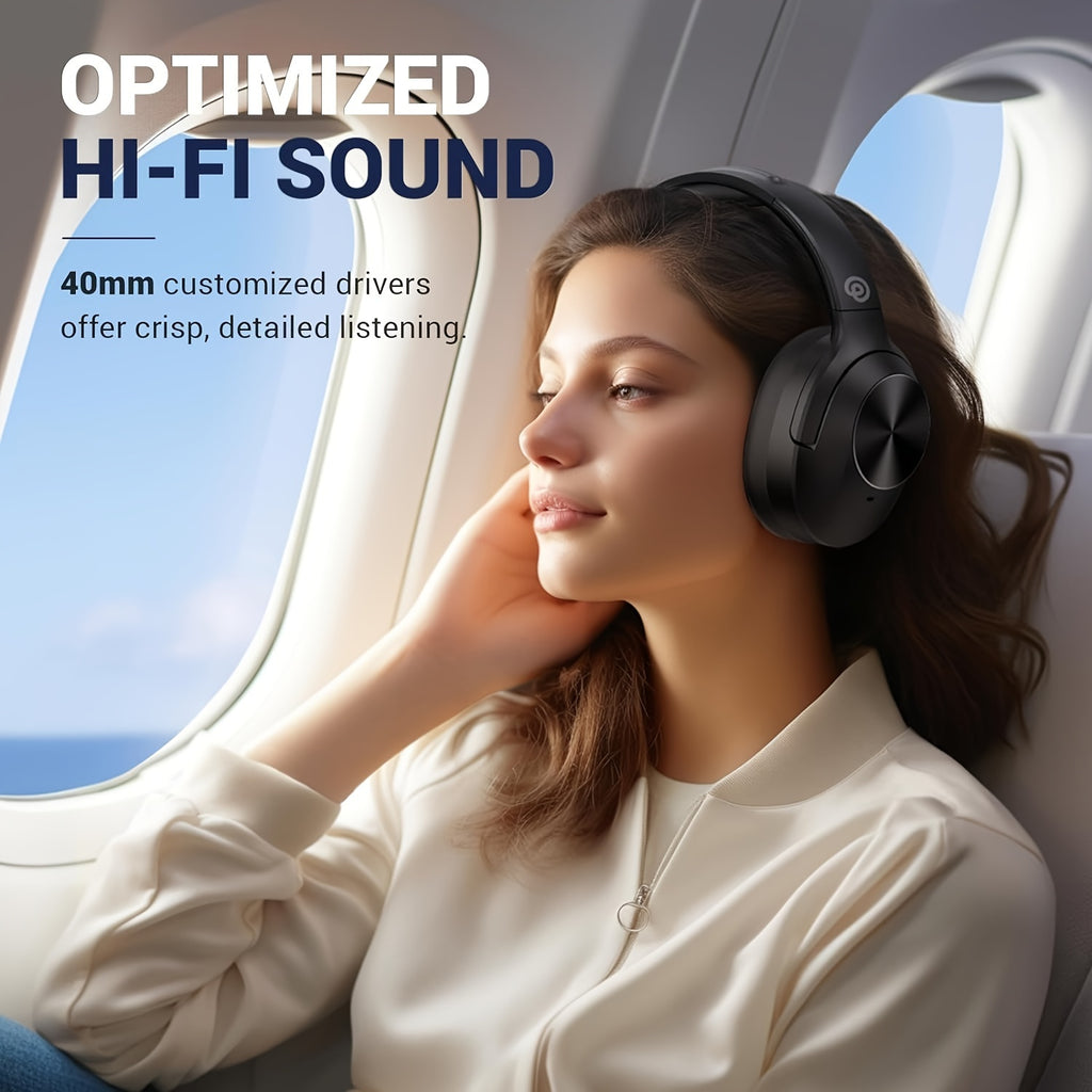 Hybrid Active Noise Cancelling Headphones Wireless Headphones with Microphone Deep Bass, Hi-Fi Audio, Memory Foam Ear Cups, 30H Playtime