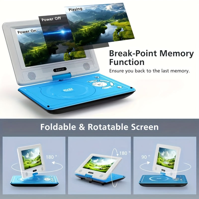 11 "Portable DVD Player, 1280*720 High-definition Screen, No Regional Restrictions, Supports Multiple Formats for Playback, Dual Speakers, Rechargeable Playback for 5 Hours, Suitable for Car Travel