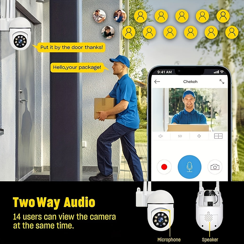 4pcs Wifi Dome Camera AI Motion Tracking, Security Camera, 1080P HD Camera Horizontal 360 Degree Vertical 100 Degree, PTZ Technology, PIR, Light-Dependent Resistor, Soft LDR, Wifi 2.4G/5G Use, Wall Hanging, App Control, with Two-Way Audio