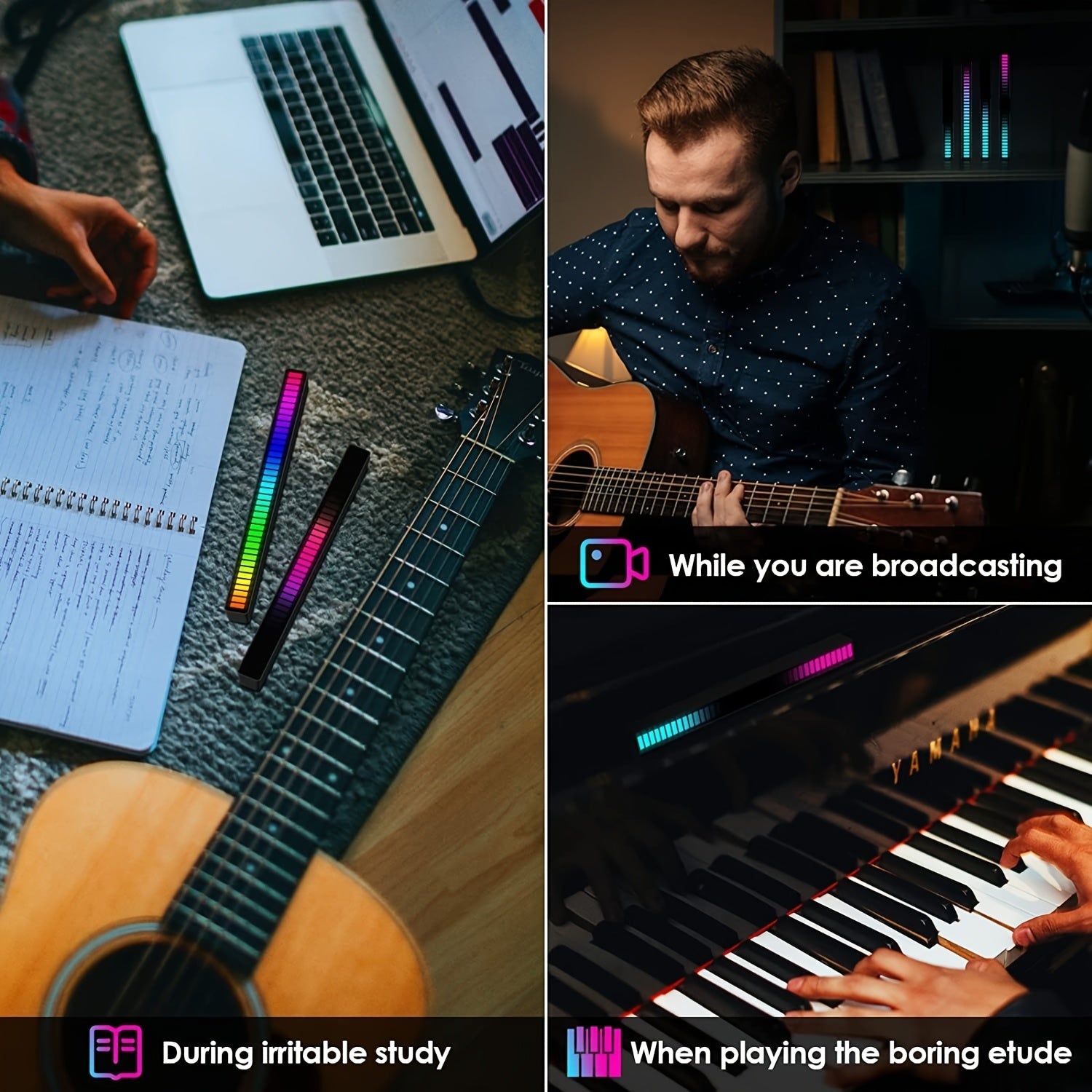 Soulpunk [2/4-Pack] RGB Ambient Lights - Sound-Activated Rhythm & Pickup, Music Level Sync | USB Plug & Play (No Battery) | for Gaming Room, Car Interior, Streaming Studio, TikTok & Desk - Double The Light, More Value