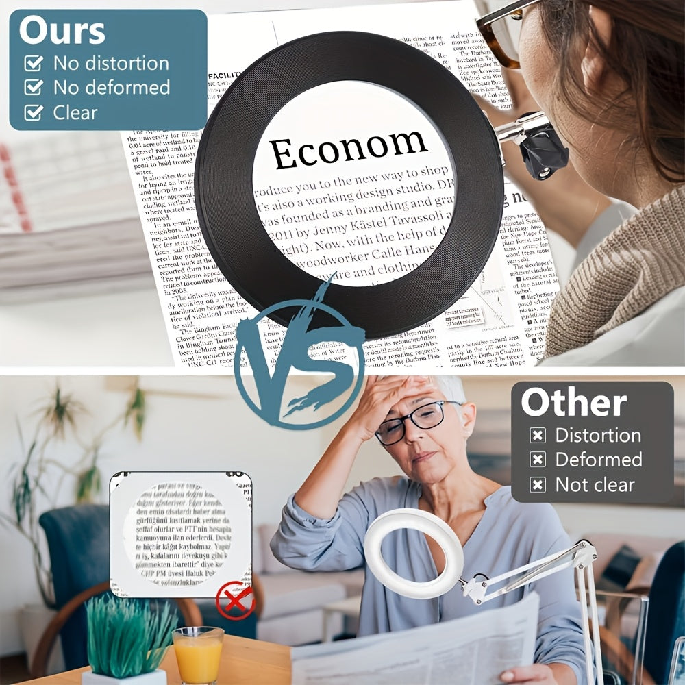 2025 NEWS-1pc 15X Magnification LED Table Lamp, Desk Lamp LED Reading Light With Clip And Flexible Arm, USB-powered, Energy-efficient, And Easy To Assemble, For Reading, Manicure, Eyelashes, Grooming, Sewing, Inspections, And Precision Work